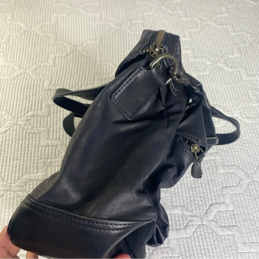 Frye Black Canvas And Leather Crossbody Travel Overnight Scout Bag